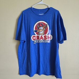 Crash Bandicoot Short Sleeve Graphic Tee Royal Heather Blue Video Game Retro